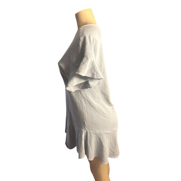 Women XS Anthropologie Saturday Sunday Odette Blue Ruffle Slv Shift Knit Dress - Picture 3 of 6